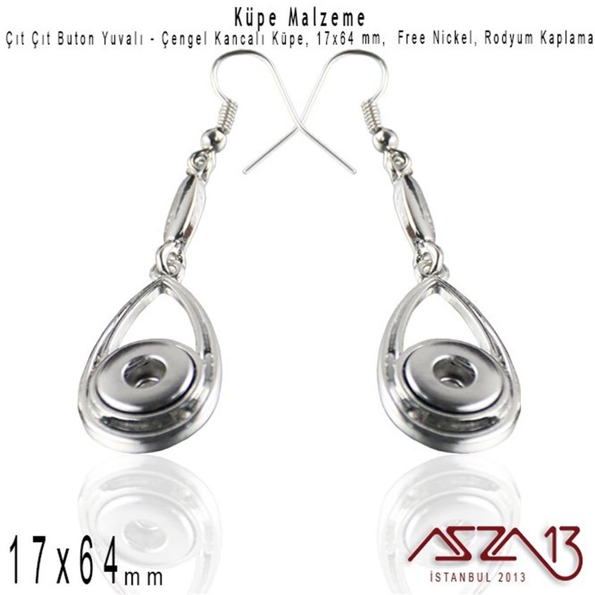 Küpe MalzemeleriTAKI MALZEMEMarkasızRodyum Kaplamalı - 12 mm Çıt Çıt Yuvalı - Çengel Kancalı Küpe Gövdesi / 1 Çift