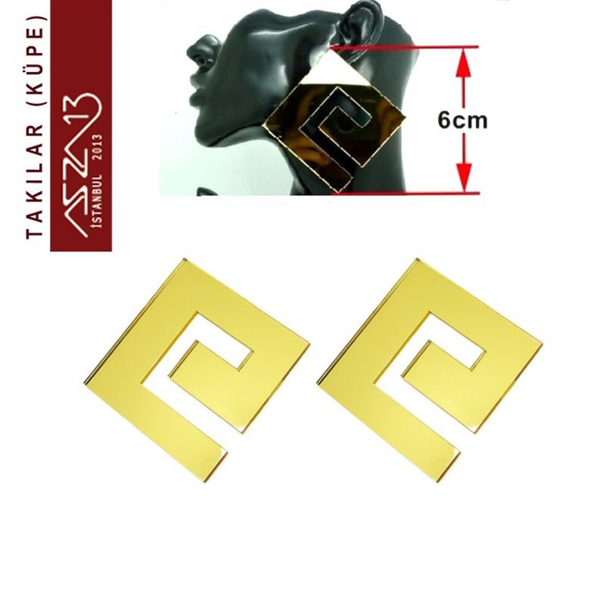 KüpeTAKIMarkasızAltın Renkli Plexiglass Küpe