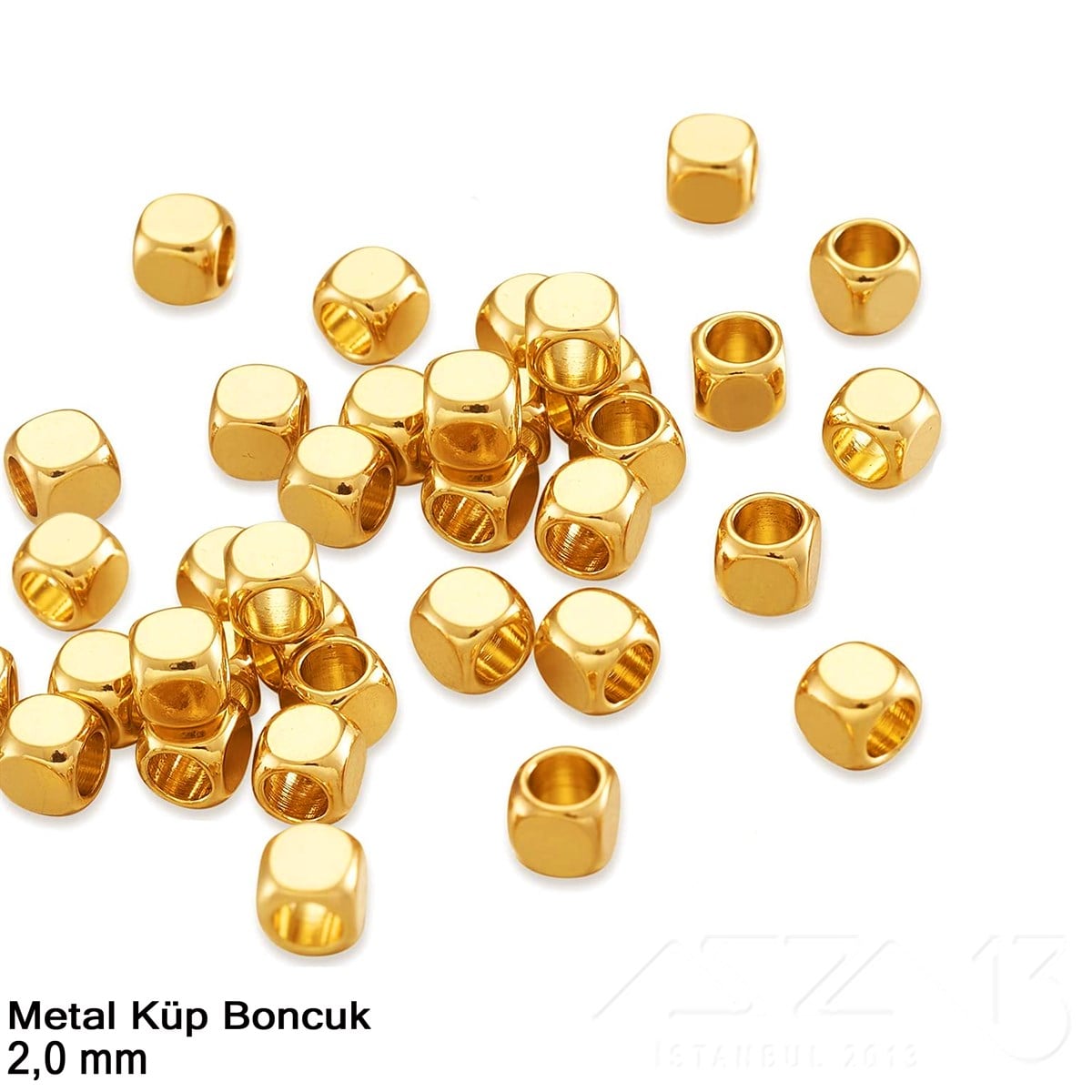 Metal Ara Malzeme / Metal Boncuk Malzeme / Yuvarlak Metal BoncukMetal Boncuk MalzemeMarkasız06.Tm.Mm.Bm.24Metal Boncuk - Küp - 2,0 mm - Altın Renk Kaplama / 100 Adet