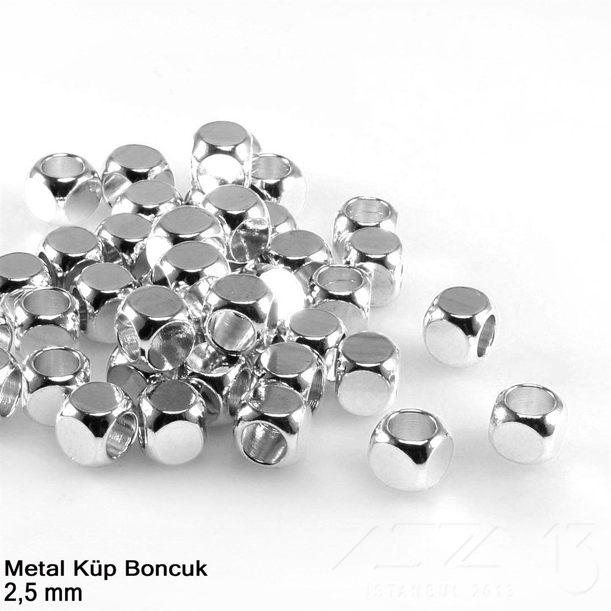 Metal Ara Malzeme / Metal Boncuk Malzeme / Yuvarlak Metal BoncukMetal Boncuk MalzemeMarkasız06.Tm.Mm.Bm.47Metal Boncuk - Küp - 2,5 mm - Nikel Kaplama / 60 Adet