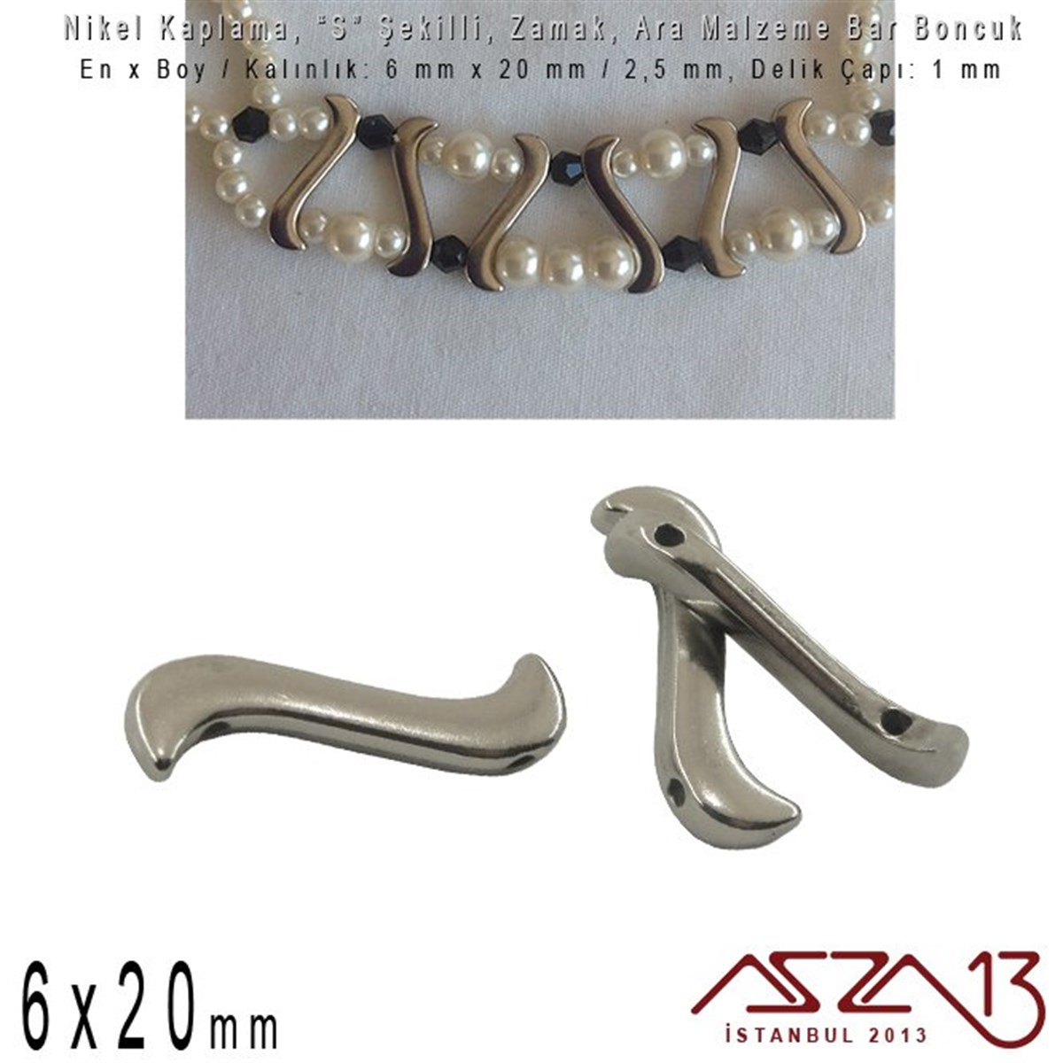 Metal Ara MalzemeTAKI MALZEMEMarkasızNikel Kaplama - ''S'' Şekilli 20x6 mm - Metal Ara Malzeme  / 10 Adet