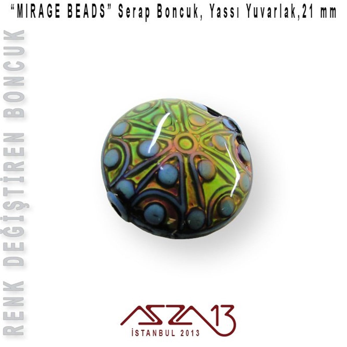 Mirage  BoncukBONCUK ve TAŞMarkasızRenk Değiştiren Yassı Yuvarlak 11x22 mm Boncuk (Mirage Beads) / Paket İçeriği 1 Adet