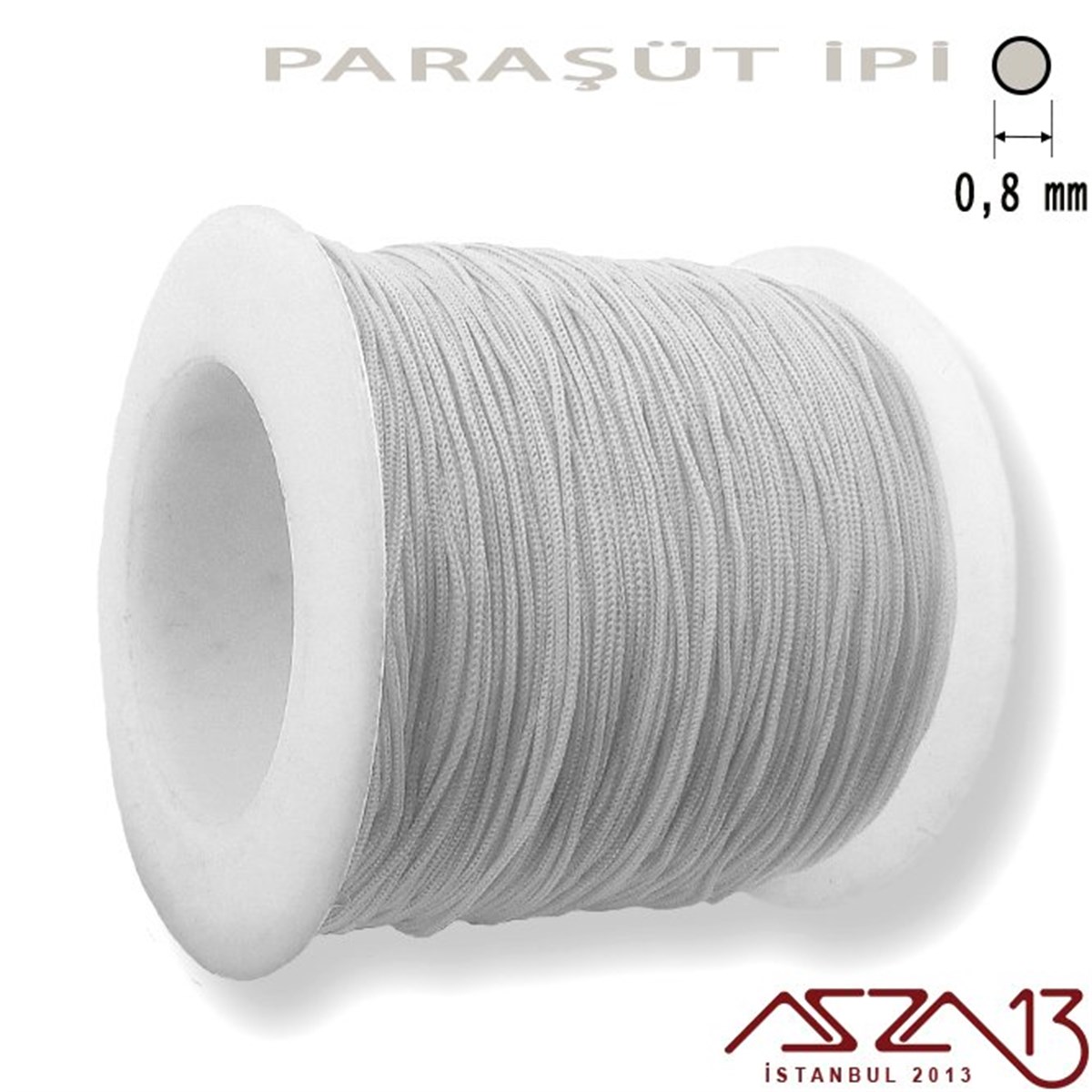 Paraşüt İplerTAKI MALZEMEMarkasızAçık Gri 0,8 mm Paraşüt İp (Bobin 100 metre)