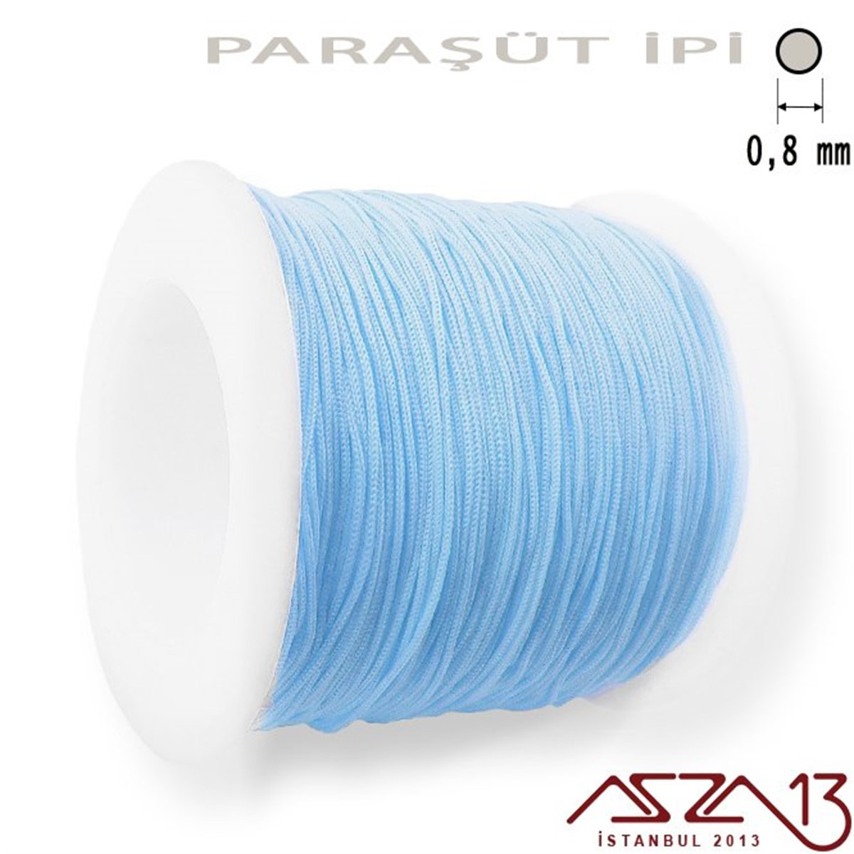 Paraşüt İplerTAKI MALZEMEMarkasızAçık Mavi 0,8 mm Paraşüt İp (Bobin 100 metre)