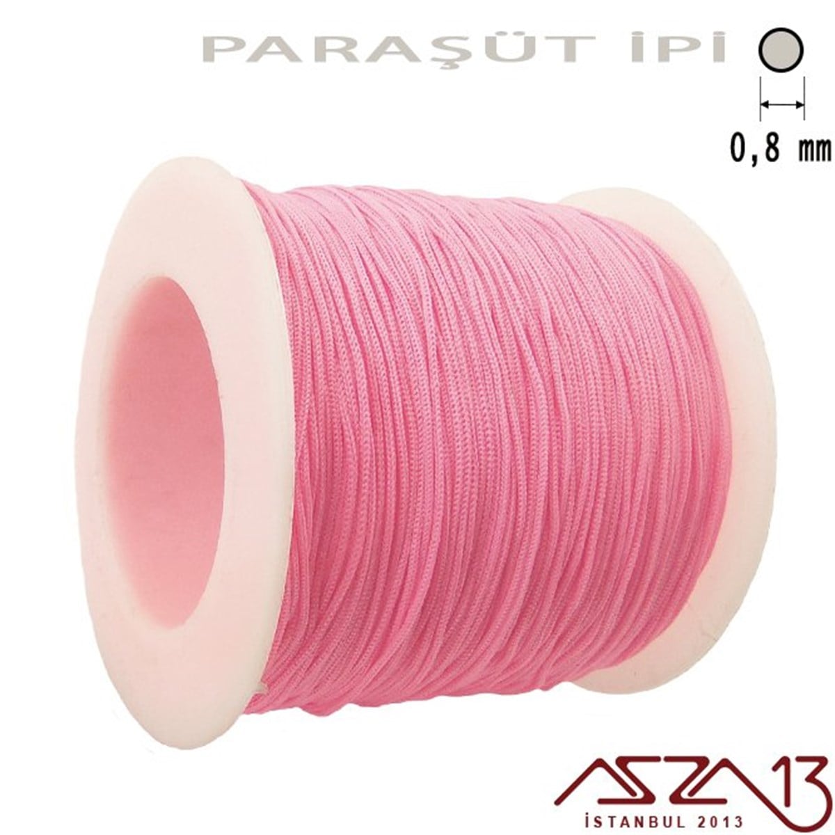 Paraşüt İplerTAKI MALZEMEMarkasızAçık Pembe 0,8 mm Paraşüt İp (Bobin 100 metre)
