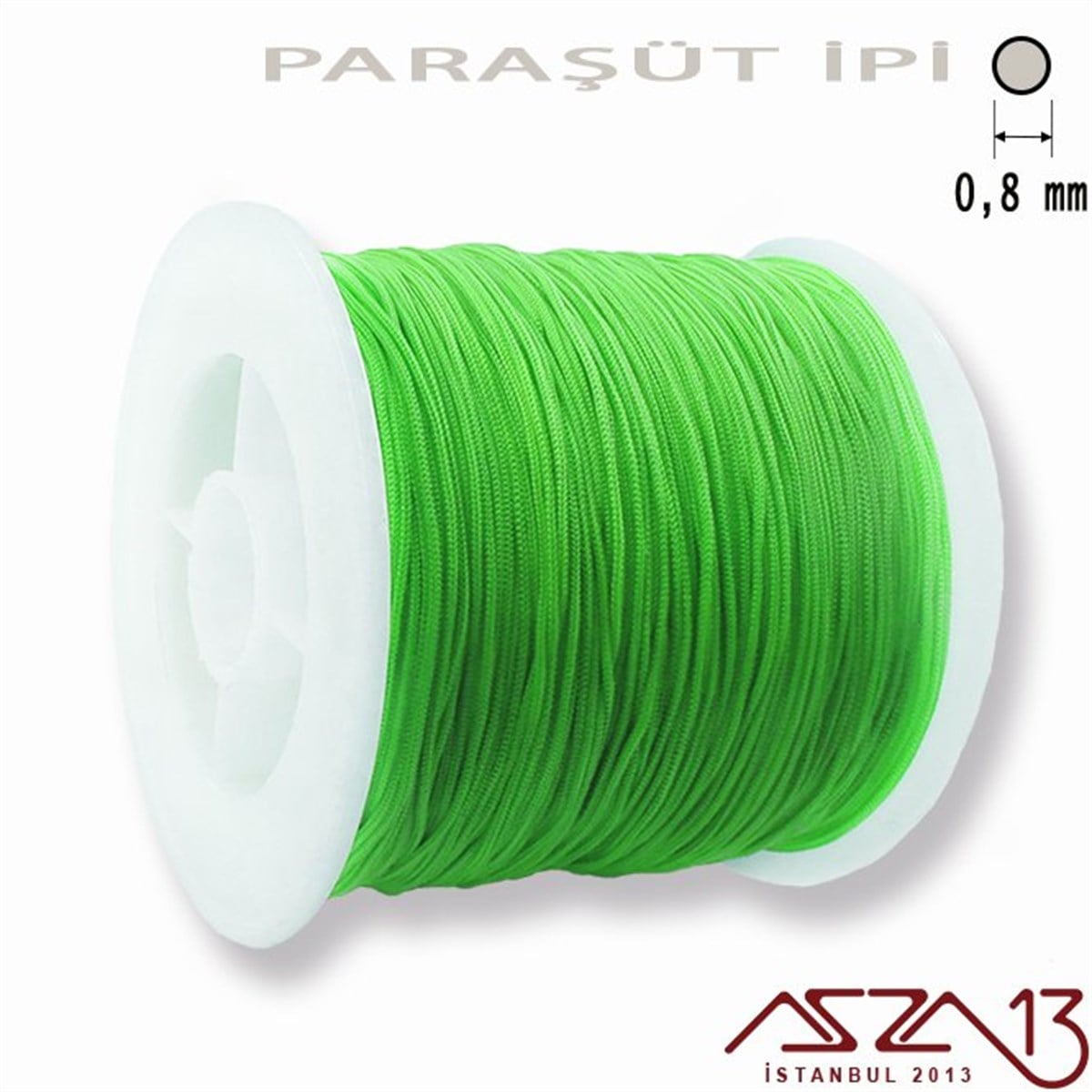 Paraşüt İplerTAKI MALZEMEMarkasızAçık Yeşil 0,8 mm Paraşüt İp (Bobin 100 metre)