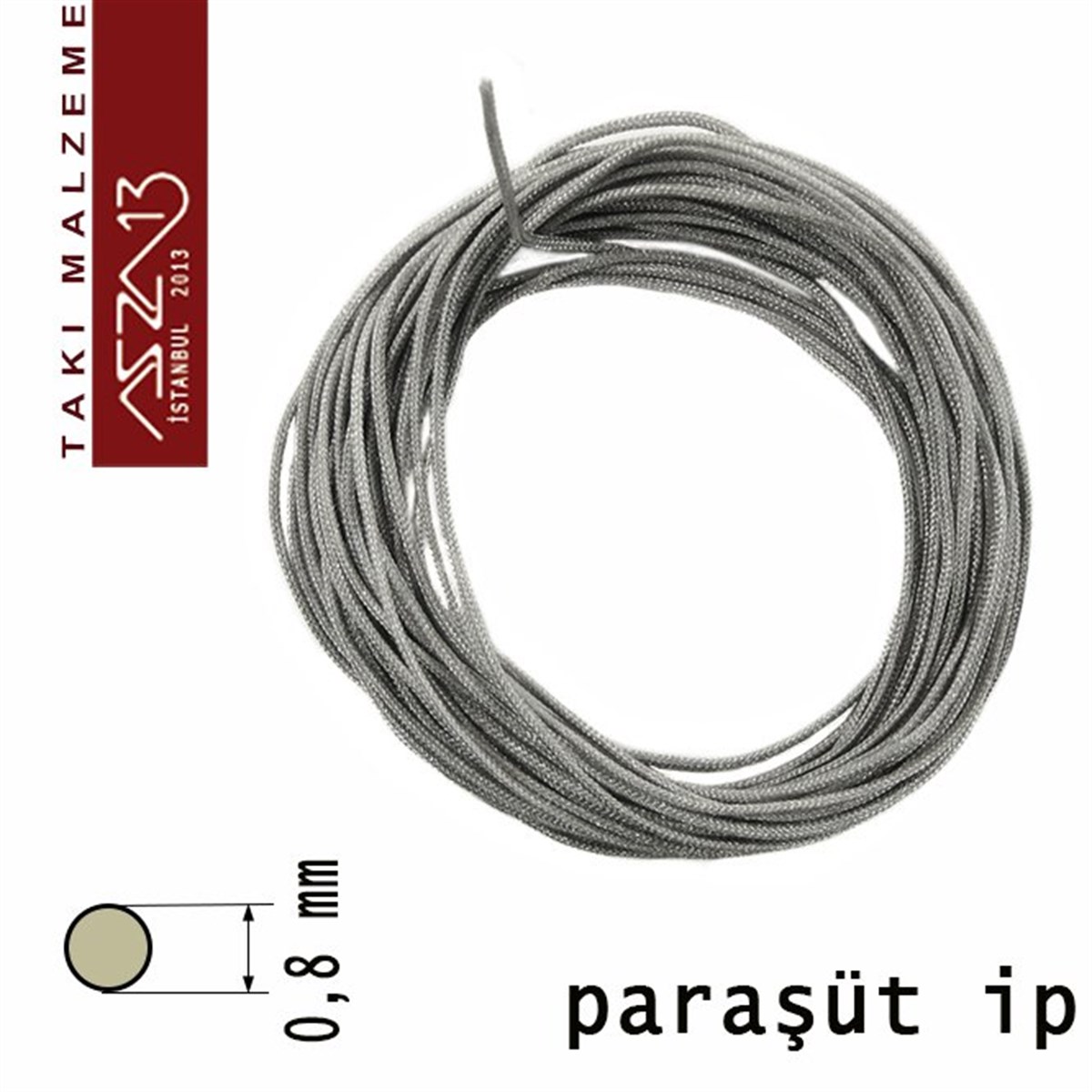 Paraşüt İplerTAKI MALZEMEMarkasızGri 0,8 mm Kalınlıkta Paraşüt İpi / 5 Metre