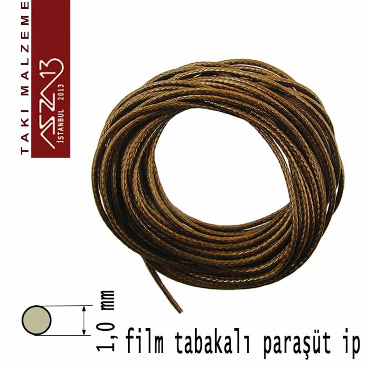Paraşüt İplerTAKI MALZEMEMarkasızKahverengi 1,00 mm Kalınlıkta Film Kaplı Paraşüt İpi / 3 Metre