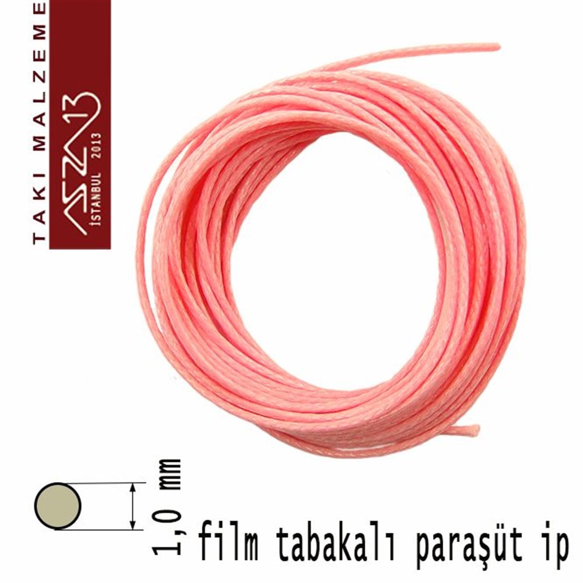 Paraşüt İplerTAKI MALZEMEMarkasızŞeker Pembe 1,00 mm Kalınlıkta Film Kaplı Paraşüt İpi / 3 Metre