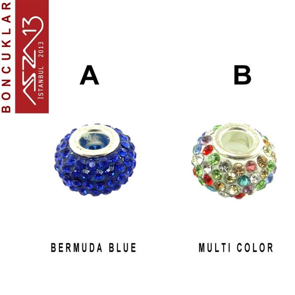 Pave Boncuk, İri Delik BoncukBONCUK ve TAŞMarkasızBermuda Blue ve Multi Color (Koyu Mavi ve Karışık Renk) 10x14 mm Kristal Taşlı Pave İri Delik Boncuk / Paket İçeriği 1 Adet