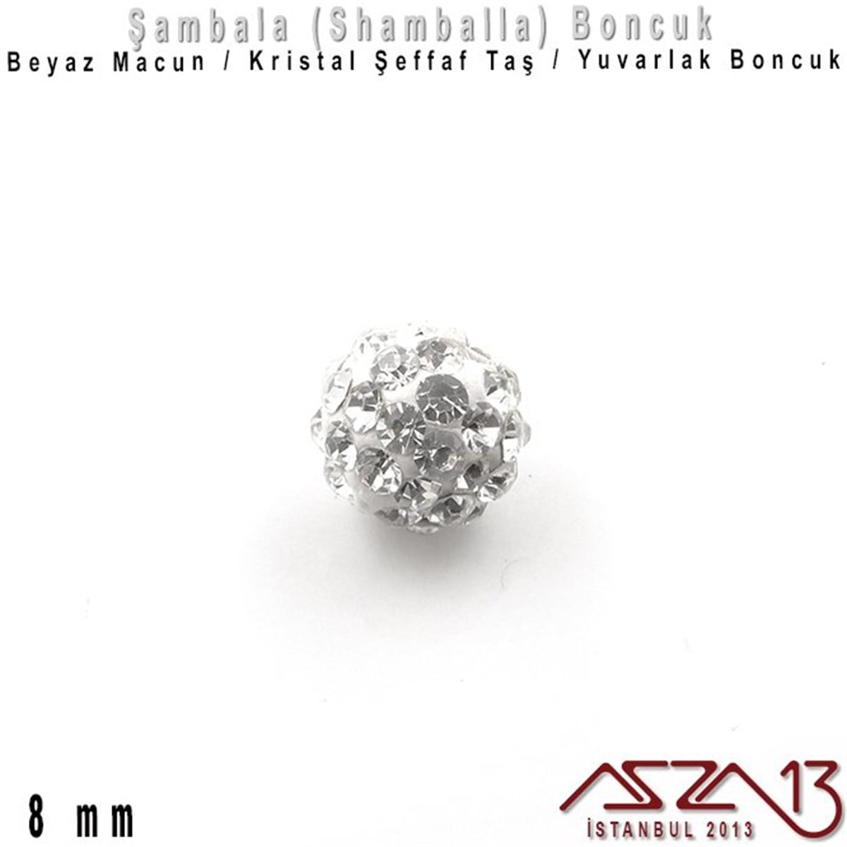 Pave, Şambala BoncuklarBONCUK ve TAŞMarkasızŞeffaf Kristal Taşlı - 8 mm - Shamballa Top Boncuk / 2 Adet