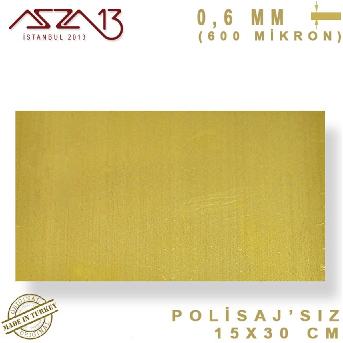 Pirinç Plaka Levha TabakaMETALMarkasız0.6 mm Pirinç Levha (150 mm x 300 mm)