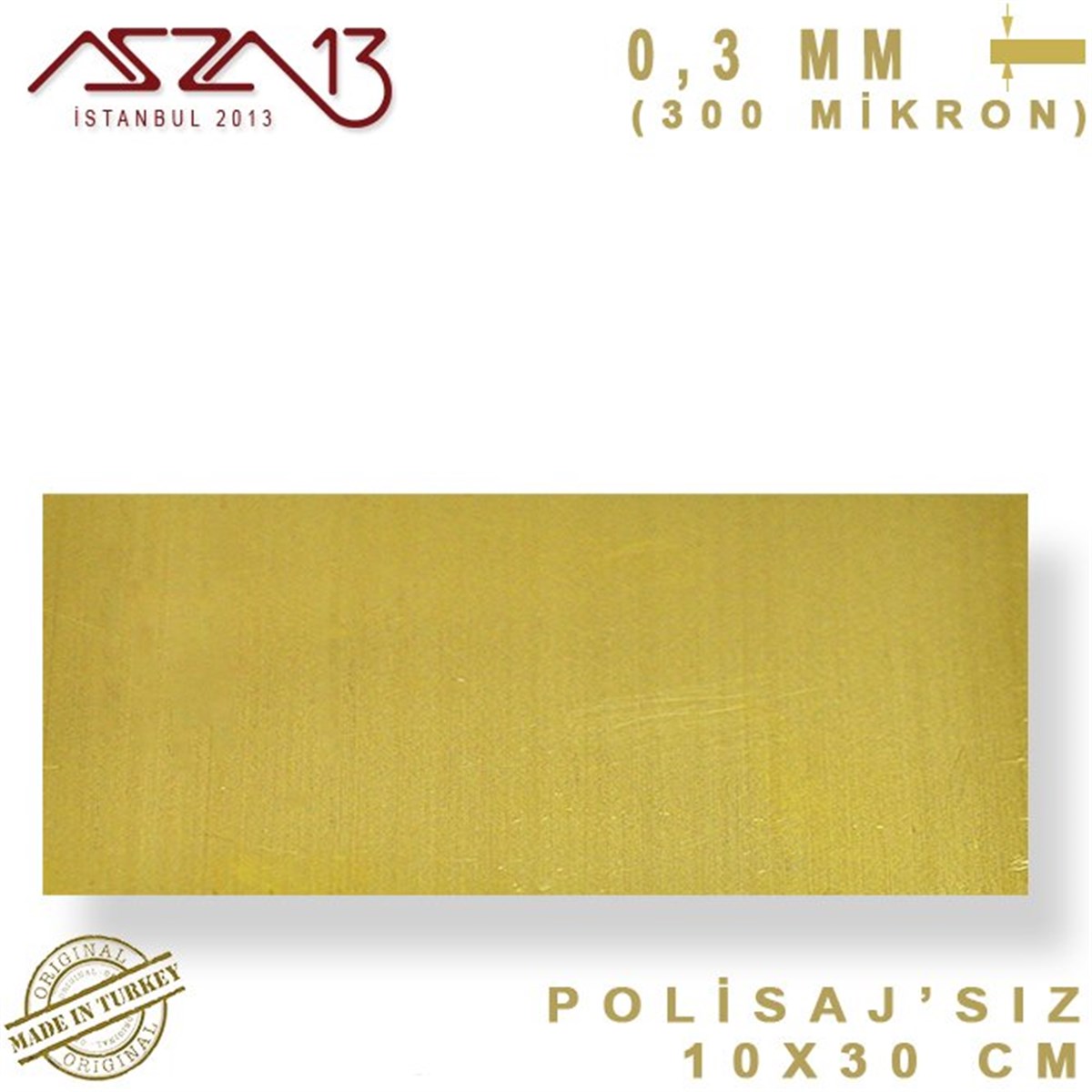 Pirinç Plaka Levha TabakaMETALMarkasız0.3 mm Pirinç Levha (100 mm x 300 mm)