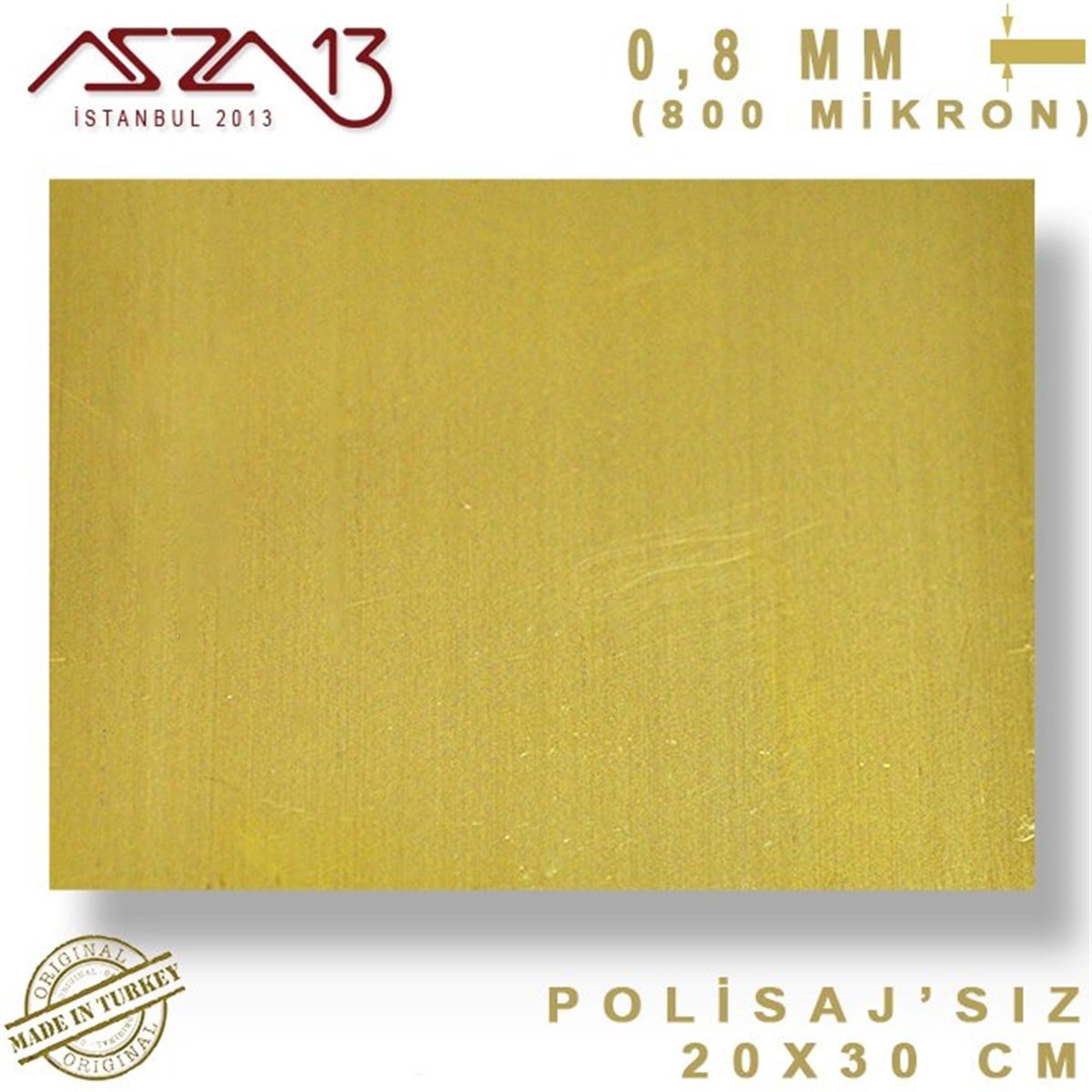 Pirinç Plaka Levha TabakaMETALMarkasız0.8 mm Pirinç Levha (200 mm x 300 mm)
