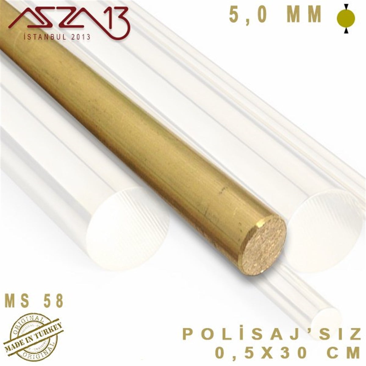 Pirinç ProfilMETALazza135.0 mm (5000 Mikron) - 30 cm - Pirinç Çubuk / 1 Adet