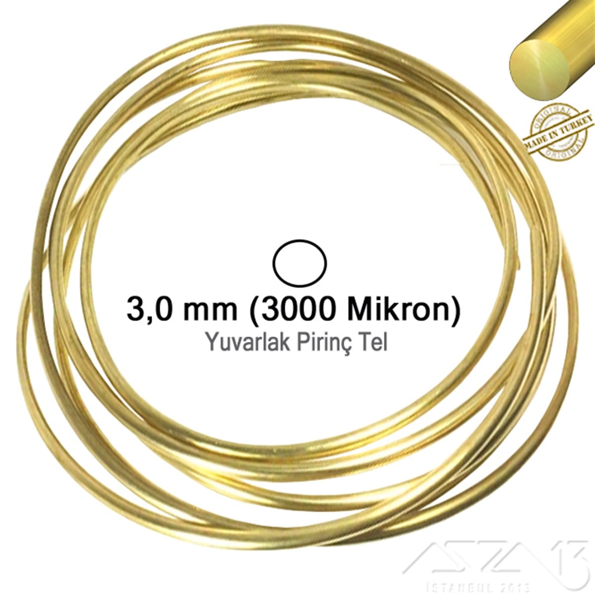 Pirinç Yuvarlak TelPirinç TelMarkasız01.Mt.Br.Pt.05Pirinç Yuvarlak Tel / 3,0 mm / 1 Metre