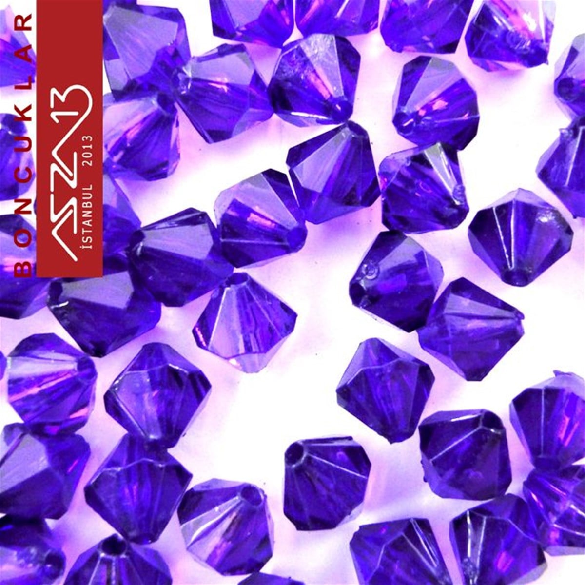 Plastik BoncukBONCUK ve TAŞMarkasızBikon (Piramit), 8 mm, Koyu Eflatun Boncuk / Paket İçeriği 110 Adet