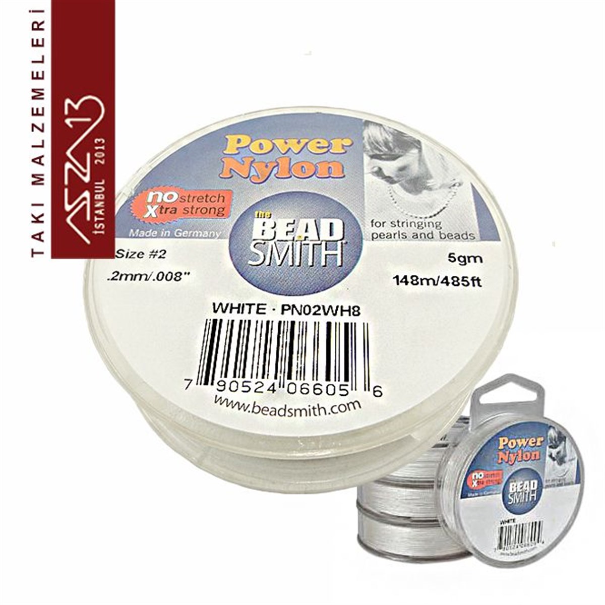 Power Naylon Fiber İplikTAKI MALZEMEBeadSmith0,2 mm Power Nylon Fiber İplik / Beyaz