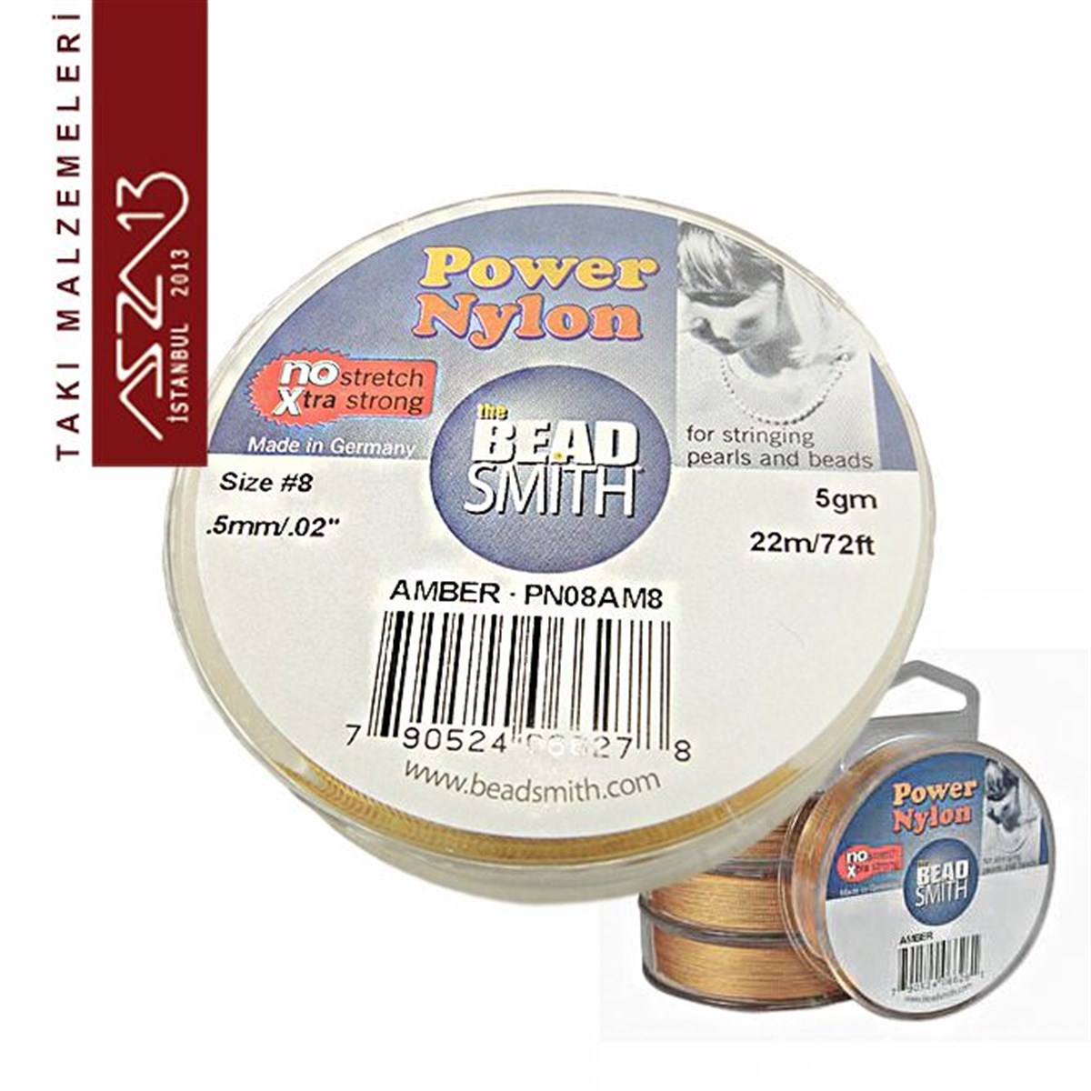 Power Naylon Fiber İplikTAKI MALZEMEBeadSmith0,5 mm Power Nylon Fiber İplik / Amber