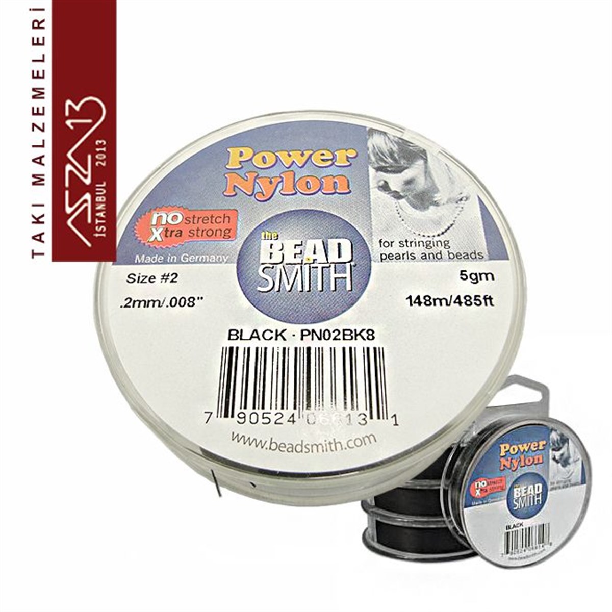 Power Naylon Fiber İplikTAKI MALZEMEBeadSmith0,2 mm Power Nylon Fiber İplik / Siyah