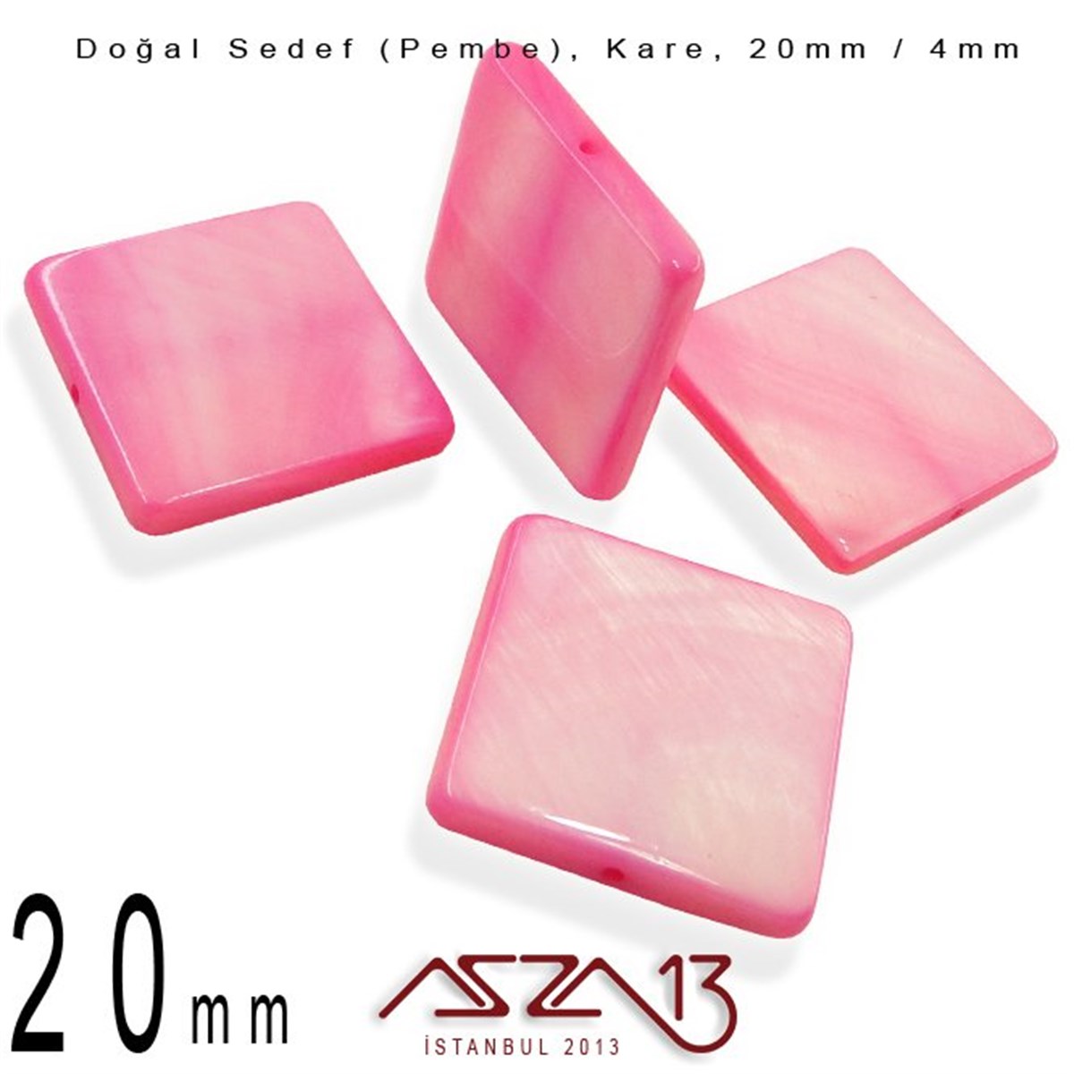 Sedef Taş ve BoncukBONCUK ve TAŞMarkasız20 mm Pembe, Doğal Sedef Kare Boncuk / Paket İçeriği 4 Adet