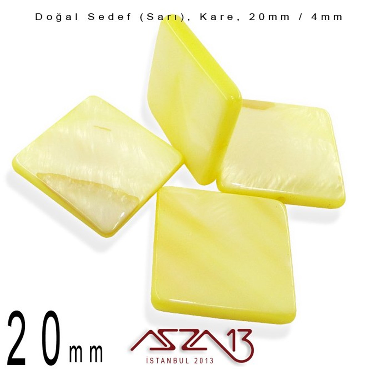 Sedef Taş ve BoncukBONCUK ve TAŞMarkasız20 mm Sarı, Doğal Sedef Kare Boncuk / Paket İçeriği 4 Adet