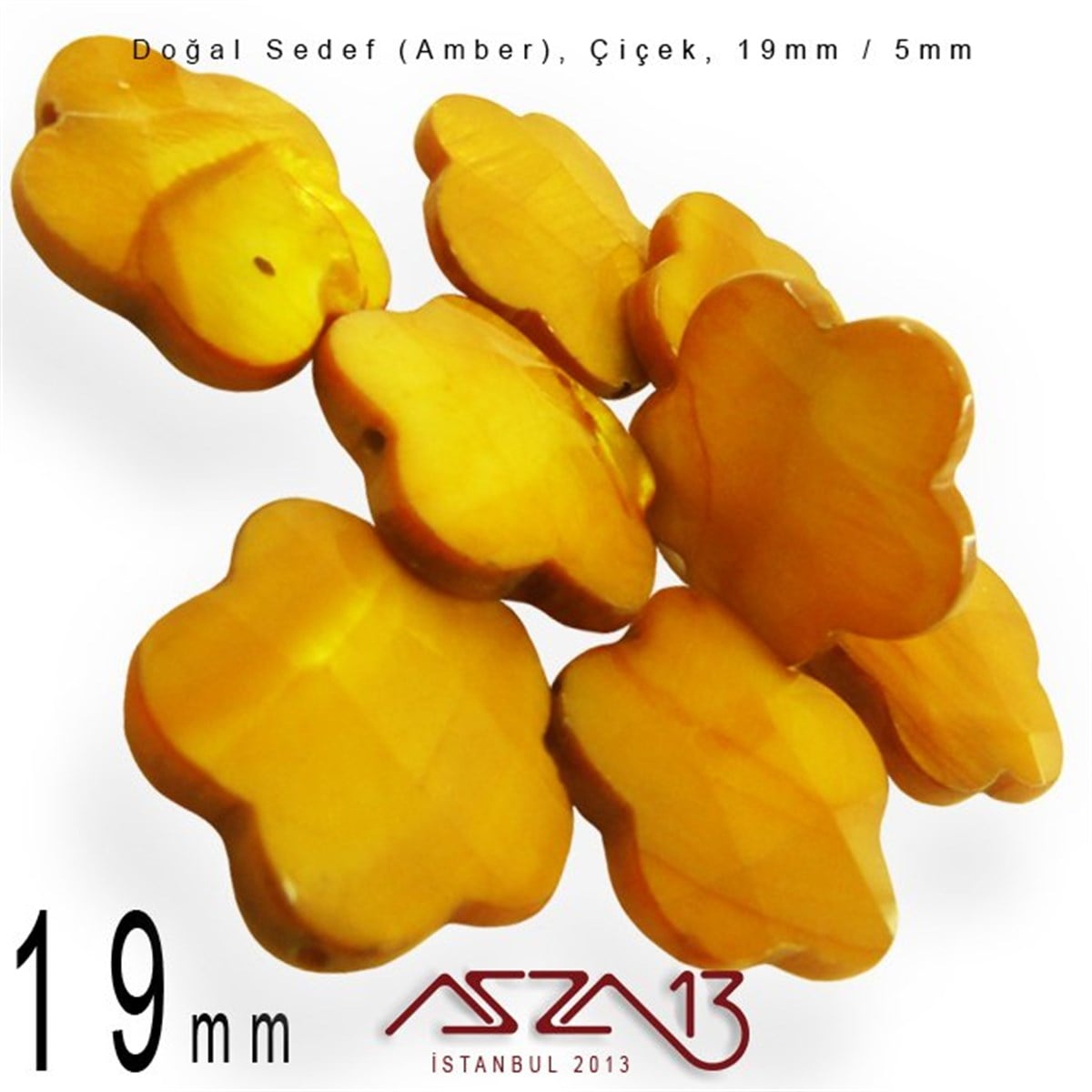 Sedef Taş ve BoncukBONCUK ve TAŞMarkasız19 mm Amber, Doğal Sedef Çiçek Boncuk / Paket İçeriği 8 Adet