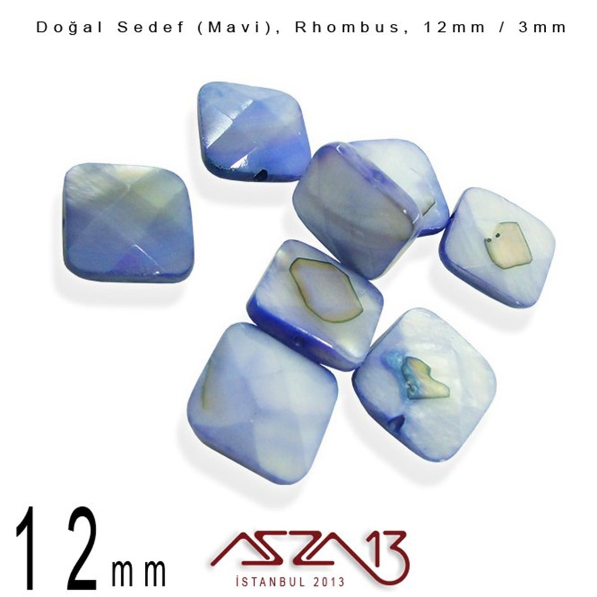 Sedef Taş ve BoncukBONCUK ve TAŞMarkasız12 mm Mavi, Doğal Sedef Rhombus Boncuk / Paket İçeriği 8 Adet