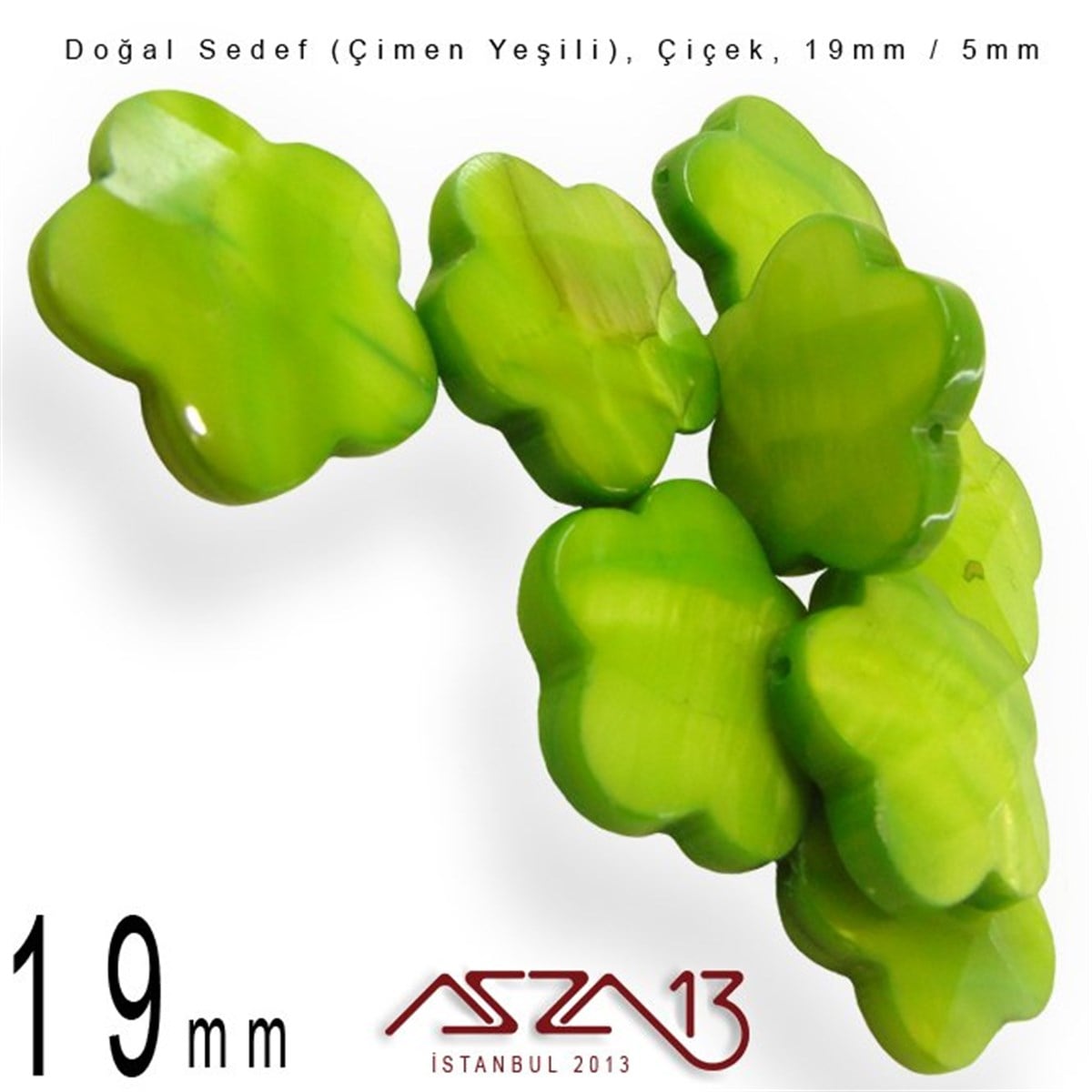 Sedef Taş ve BoncukBONCUK ve TAŞMarkasız19 mm Çimen Yeşili, Doğal Sedef Çiçek Boncuk / Paket İçeriği 8 Adet