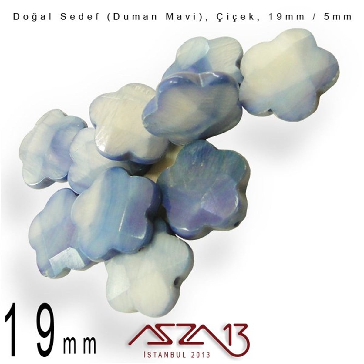 Sedef Taş ve BoncukBONCUK ve TAŞMarkasız19 mm Mavi, Doğal Sedef Çiçek Boncuk / Paket İçeriği 8 Adet