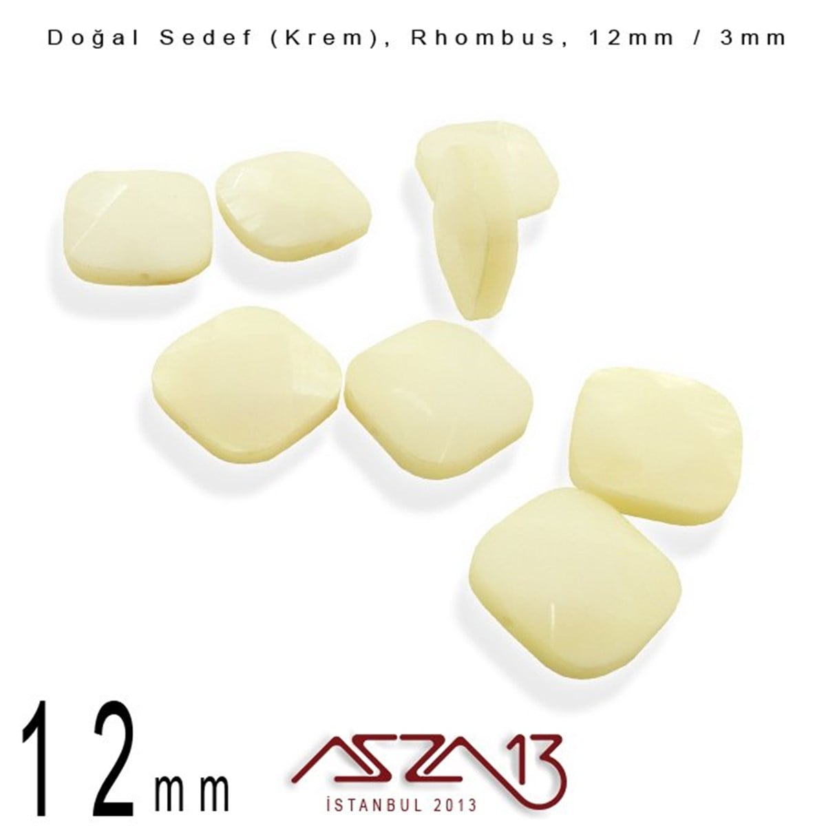 Sedef Taş ve BoncukBONCUK ve TAŞMarkasız12 mm Krem, Doğal Sedef Rhombus Boncuk / Paket İçeriği 8 Adet