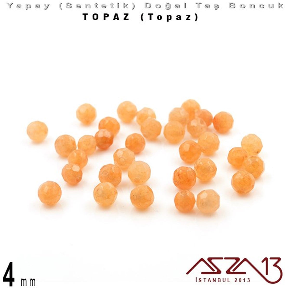 Sentetik Doğal Taş BoncuklarBONCUK ve TAŞMarkasız4 mm - Sentetik - Yuvarlak - Geodezik Yüzey - Topaz (Topaz) / 34 Adet
