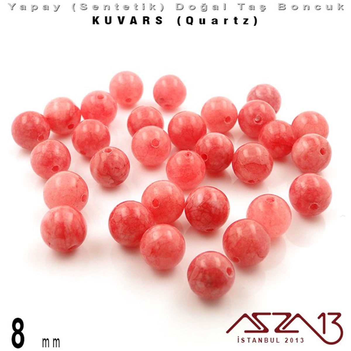Sentetik Doğal Taş BoncuklarBONCUK ve TAŞMarkasız8 mm - Sentetik - Yuvarlak - Düz Yüzey - Pembe Kuvars (Rose Quartz) / 30 Adet
