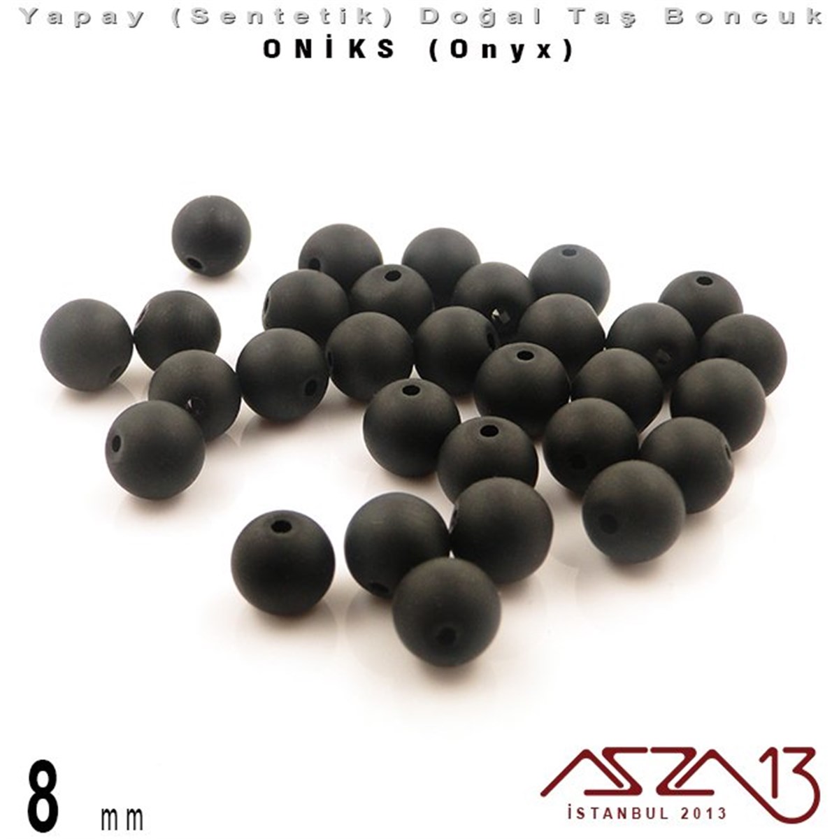 Sentetik Doğal Taş BoncuklarBONCUK ve TAŞMarkasız8 mm - Sentetik - Yuvarlak - Düz Yüzey - Siyah Mat Oniks (B. Matte Onyx) / 30 Adet