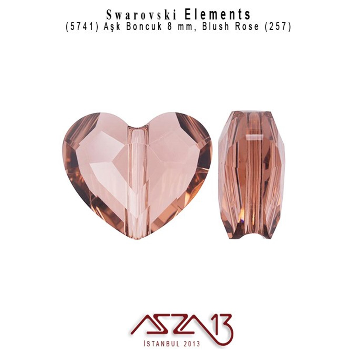 Swarovski Elements Bead, Kristal BoncukSWAROVSKI®  ELEMENTSSwarovski5741 257 (Blush Rose) Love Bead, (Aşk Boncuk) 8 mm / 4 Adet