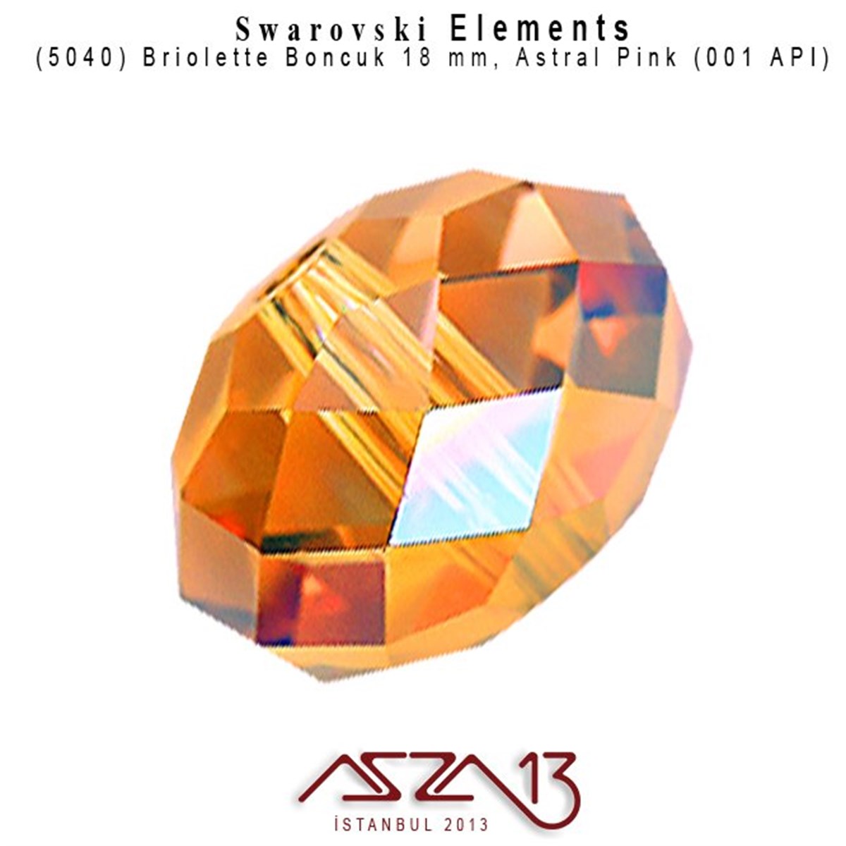 Swarovski Elements Bead, Kristal BoncukSWAROVSKI®  ELEMENTSSwarovski5040 001 API (Crystal Astral Pink) Briolette Bead (Biryolet Boncuk) 18 mm / 1 Adet