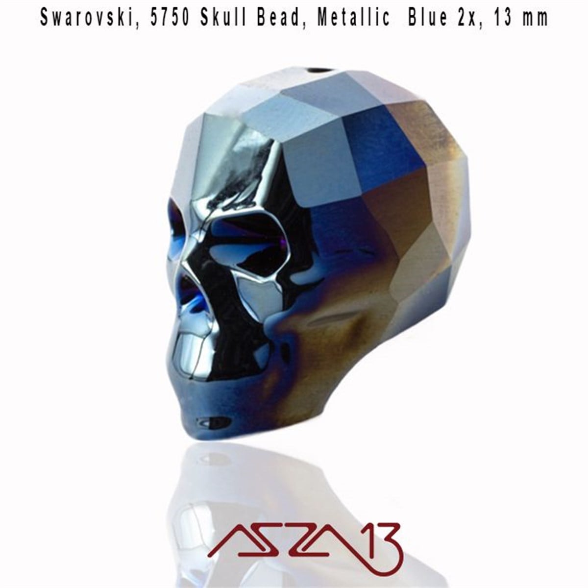 Swarovski Elements Bead, Kristal BoncukSWAROVSKI®  ELEMENTSSwarovskiSwarovski 5750 Metallic Blue 2x (Skull Bead) 13 mm Kurukafa Boncuk