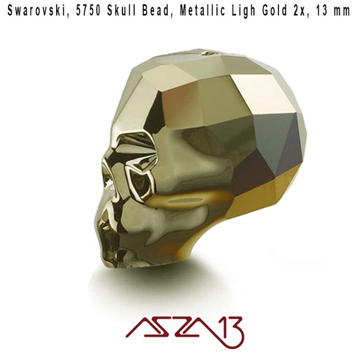 Swarovski Elements Bead, Kristal BoncukSWAROVSKI®  ELEMENTSSwarovskiSwarovski 5750 Metallic Light Gold 2x (Skull Bead) 13 mm Kurukafa Boncuk