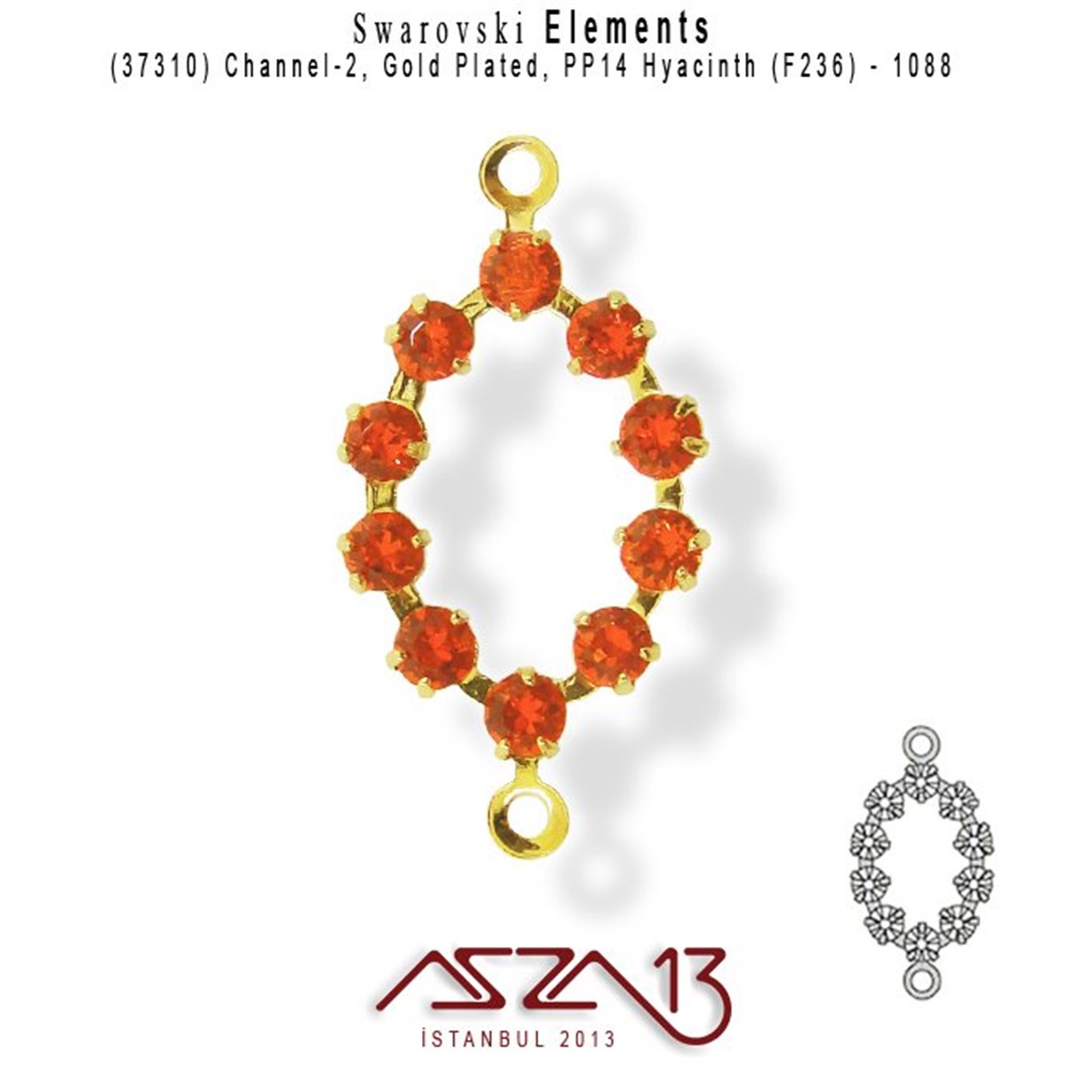 Swarovski Elements Findings, Kristal Ara MalzemelerSWAROVSKI®  ELEMENTSSwarovski37310 F236 (Hyacinth) 1088 PP 14  - Gold Plated Linked / 1 Adet