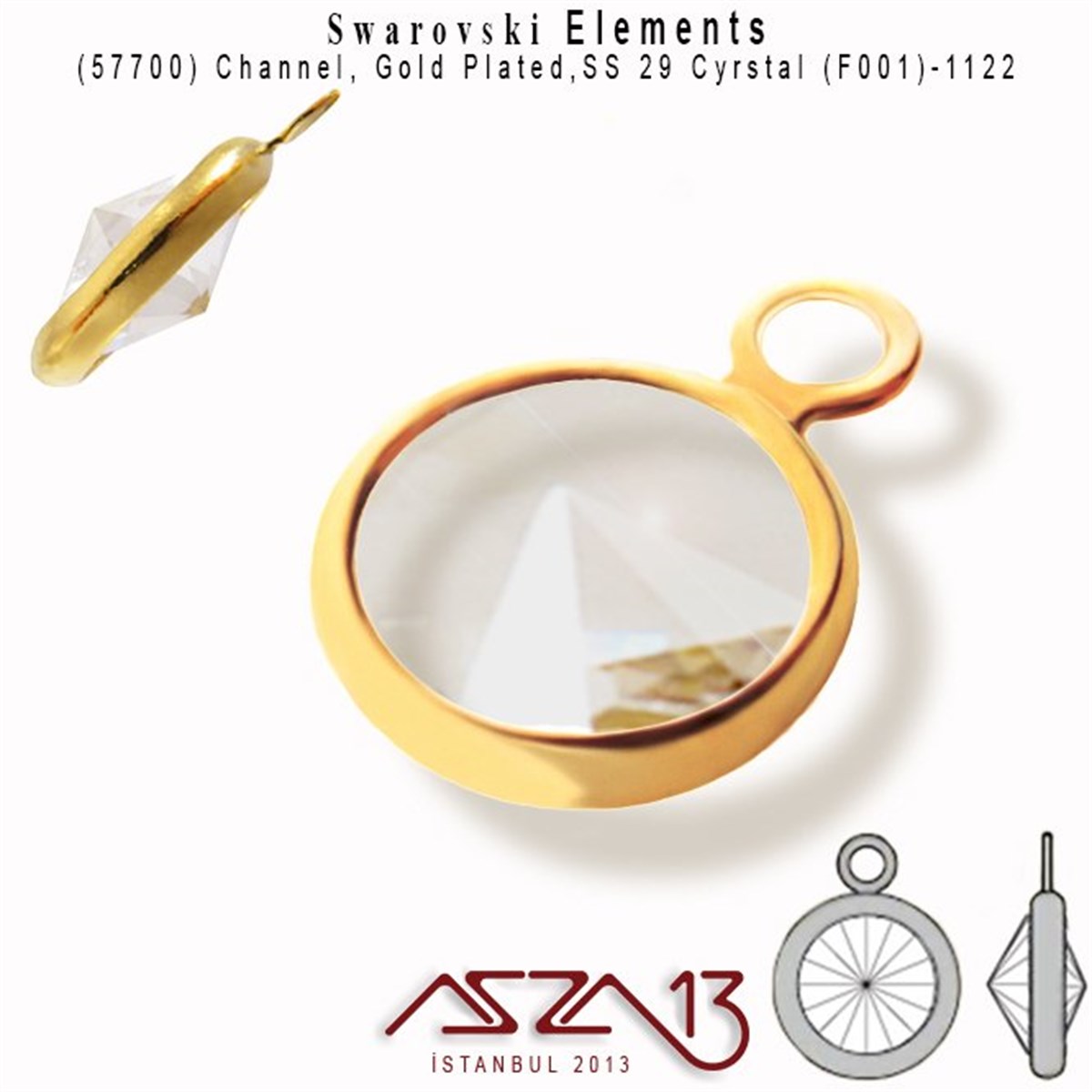 Swarovski Elements Findings, Kristal Ara MalzemelerSWAROVSKI®  ELEMENTSSwarovski57700 F001 1122 (Crystal) SS 29 Gold Plated Linked / 1 Adet