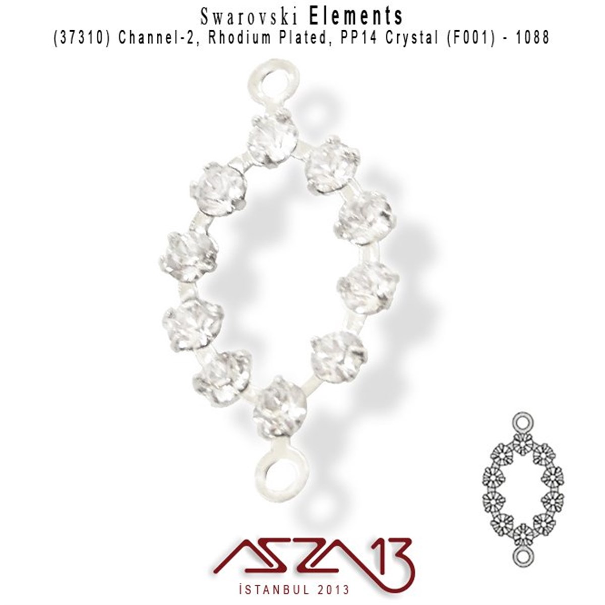 Swarovski Elements Findings, Kristal Ara MalzemelerSWAROVSKI®  ELEMENTSSwarovski37310 F001 1088 (Crystal) 1088 PP 14 Rhodium Plated Linked / 1 Adet