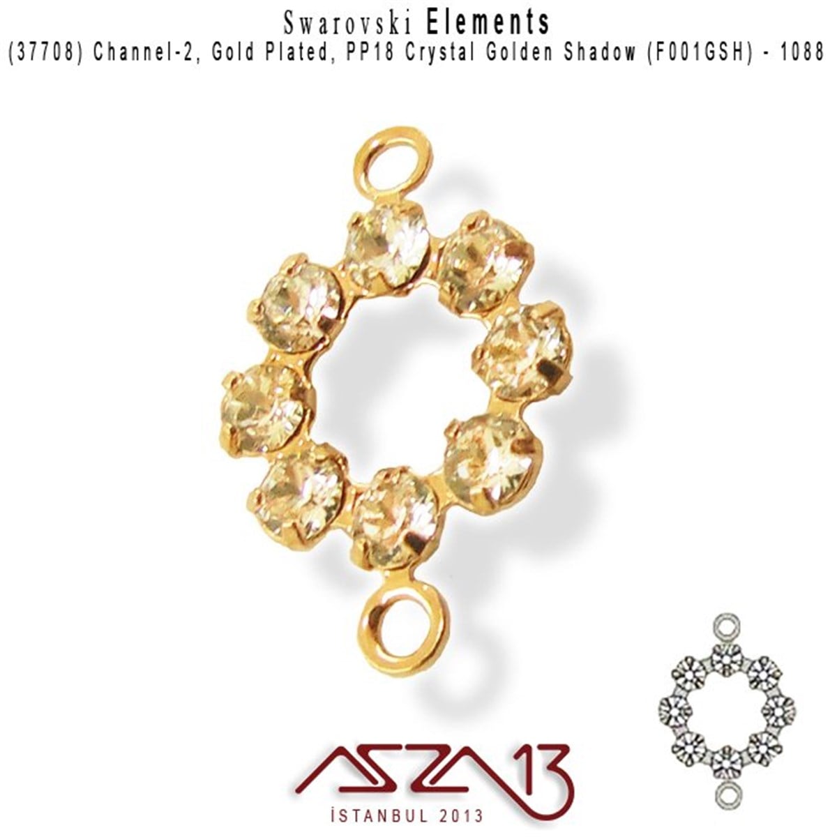 Swarovski Elements Findings, Kristal Ara MalzemelerSWAROVSKI®  ELEMENTSSwarovski37708 F001GSH (Crystal Golden Shadow) 1088 PP 18 Rose Gold Plated Linked / 1 Adet