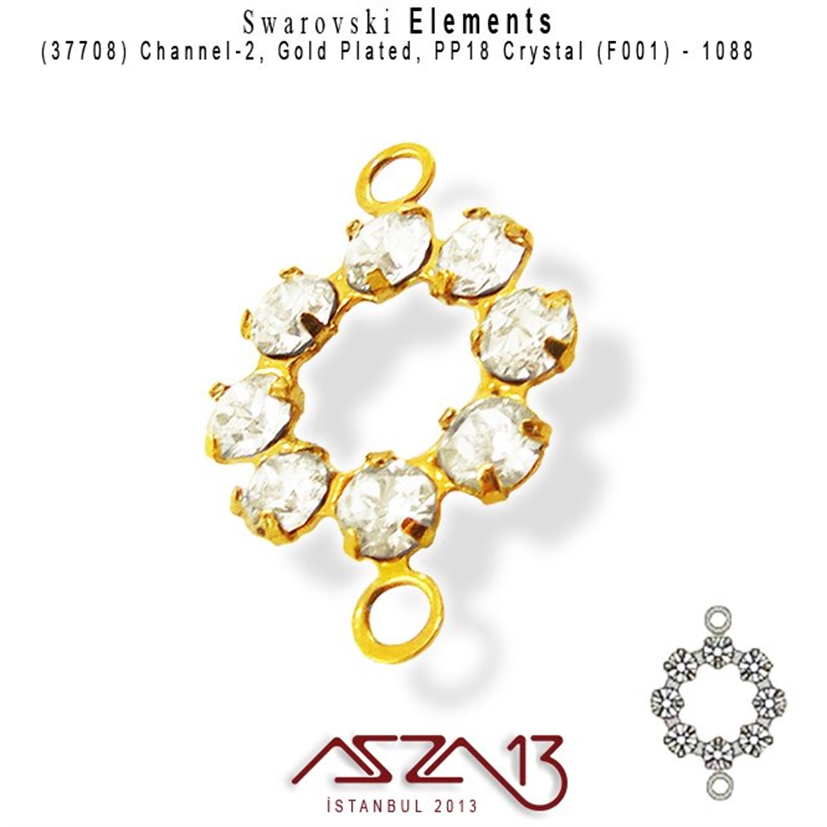 Swarovski Elements Findings, Kristal Ara MalzemelerSWAROVSKI®  ELEMENTSSwarovski37708 F001 (Crystal) 1088 PP 18 Gold Plated Linked / 1 Adet