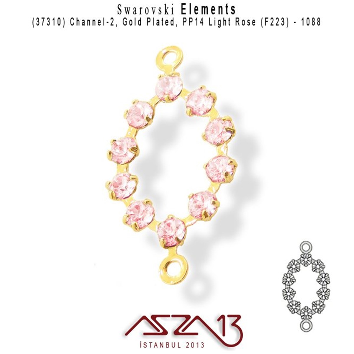 Swarovski Elements Findings, Kristal Ara MalzemelerSWAROVSKI®  ELEMENTSSwarovski37310 F223  (Lt. Rose) 1088 PP 14 Gold Plated Linked  / 1 Adet