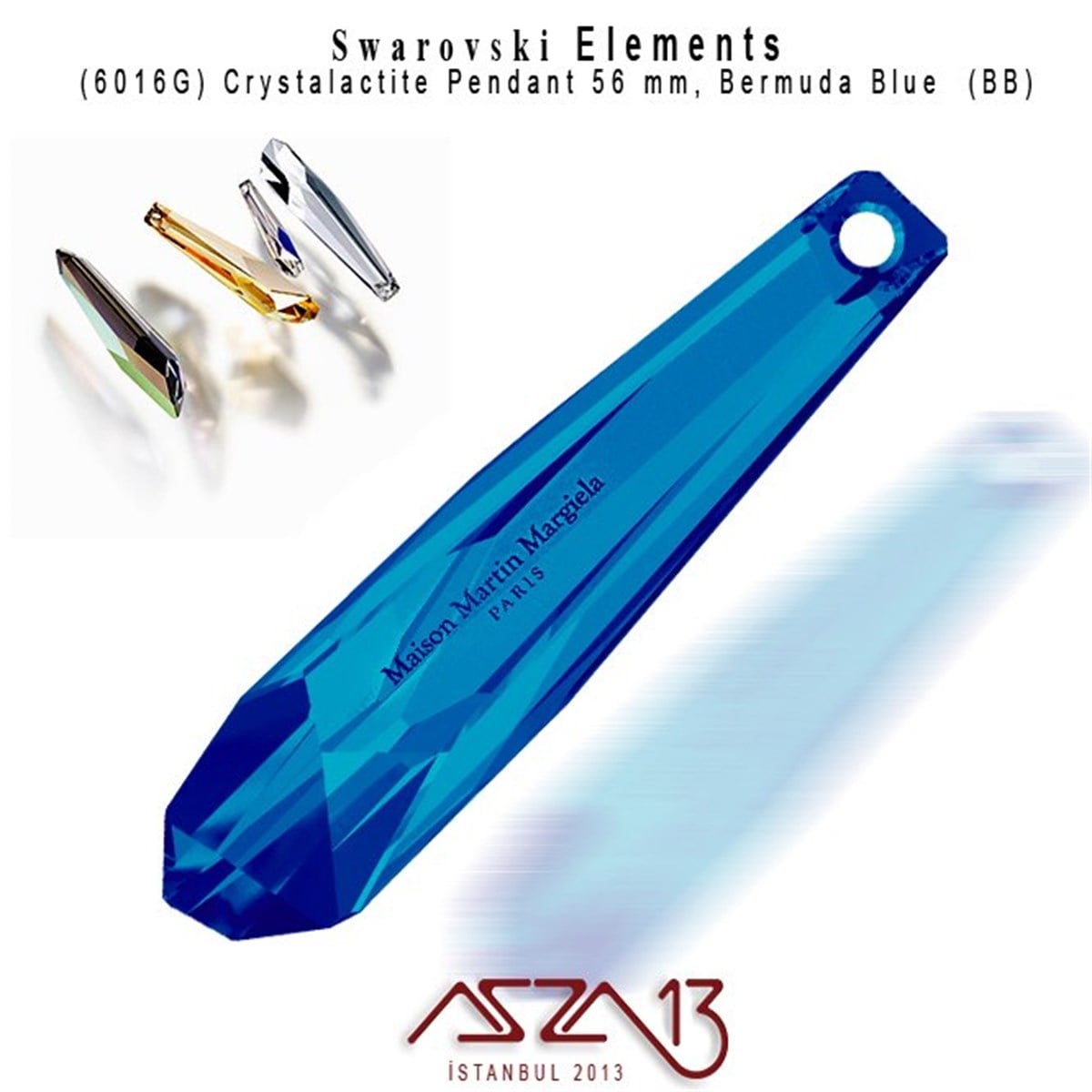 Swarovski Elements PendantSWAROVSKI®  ELEMENTSSwarovski6016G 001 BB (Crystal Bermuda Blue) The Grand Crystalactite 56 mm / Paket İçeriği 1 Adet