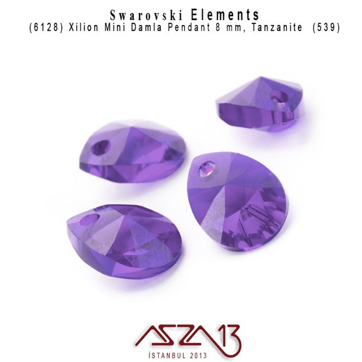 Swarovski Elements PendantSWAROVSKI®  ELEMENTSSwarovski6128 539 (Tanzanite)  Xilion Mini Pear Pendant (Tanzanit Damla Kristal Uç) 8 mm / 5 Adet