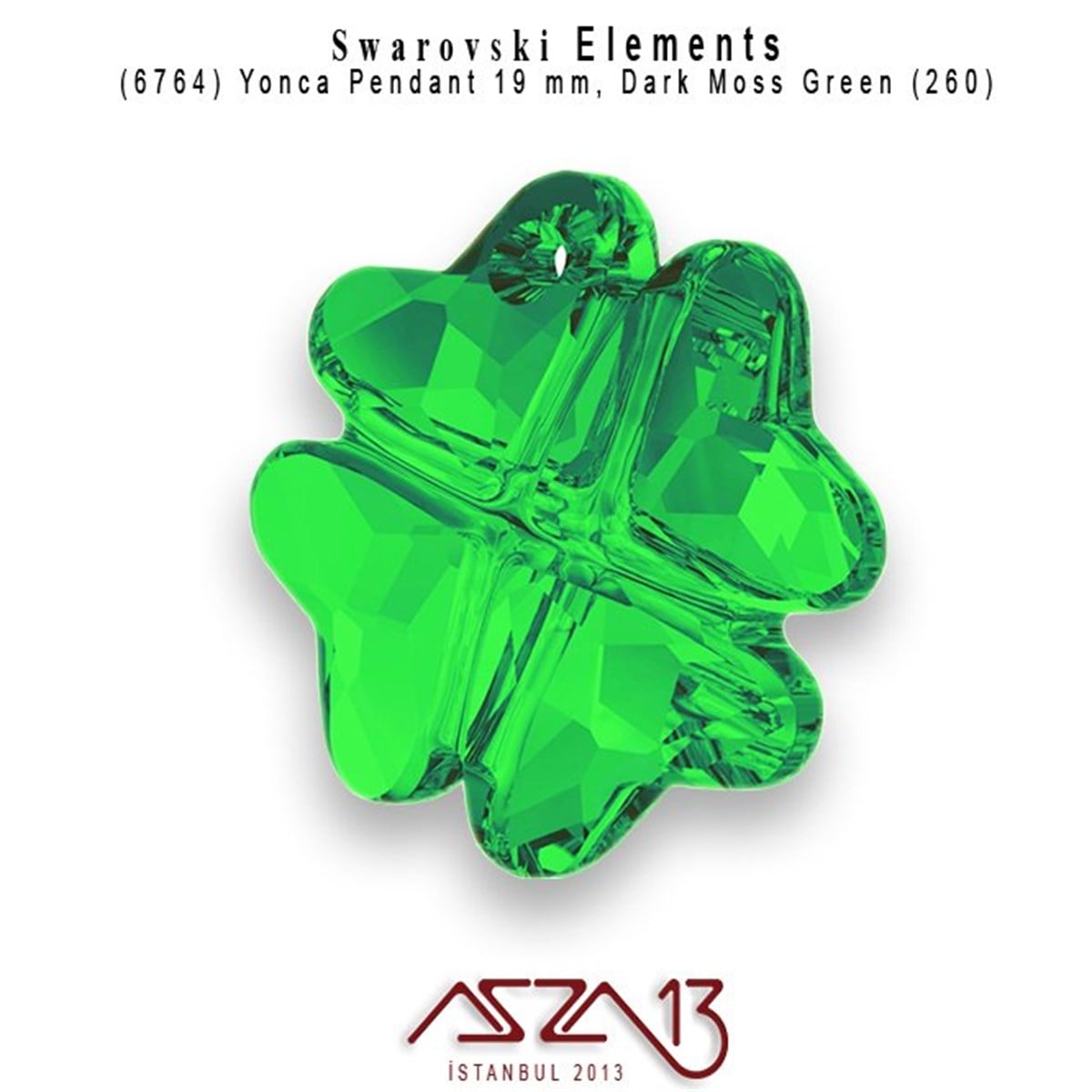 Swarovski Elements PendantSWAROVSKI®  ELEMENTSSwarovski6764 260 (Dark Moss Green) Clover Pendant (Koyu Yeşil Renk, Yonca Şekilli Uç) 19 mm / Paket İçeriği 1 Adet