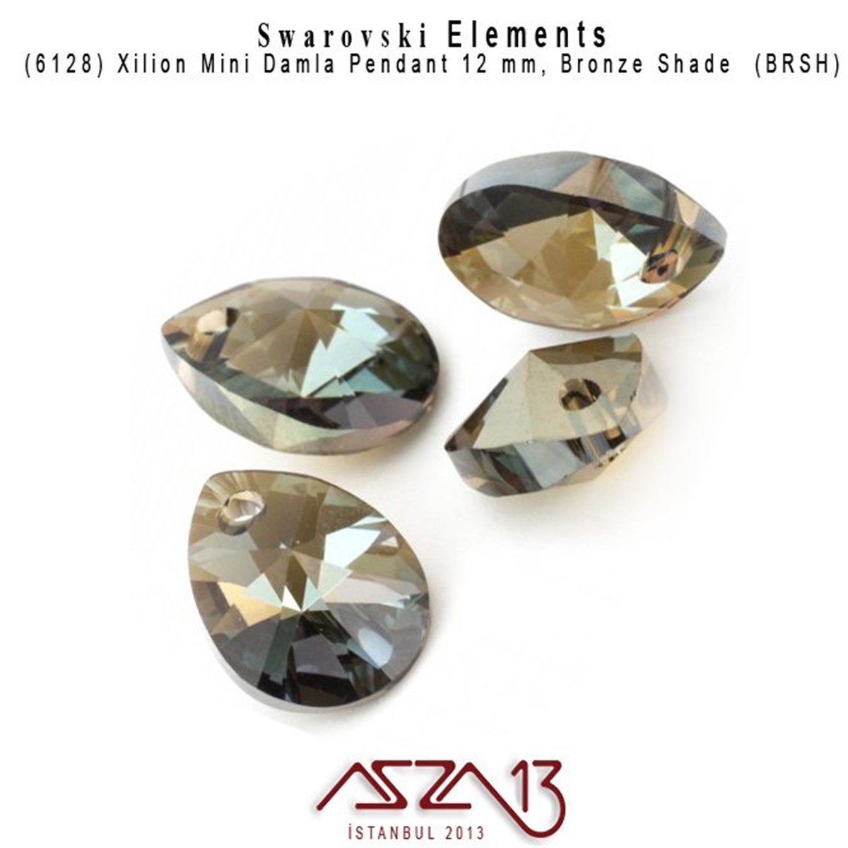 Swarovski Elements PendantSWAROVSKI®  ELEMENTSSwarovski6128 001 BRSH (Crystal Bronze Shade)  Xilion Mini Pear Pendant (Bronz Kapl. Damla Kristal Uç) 12 mm / 4 Adet