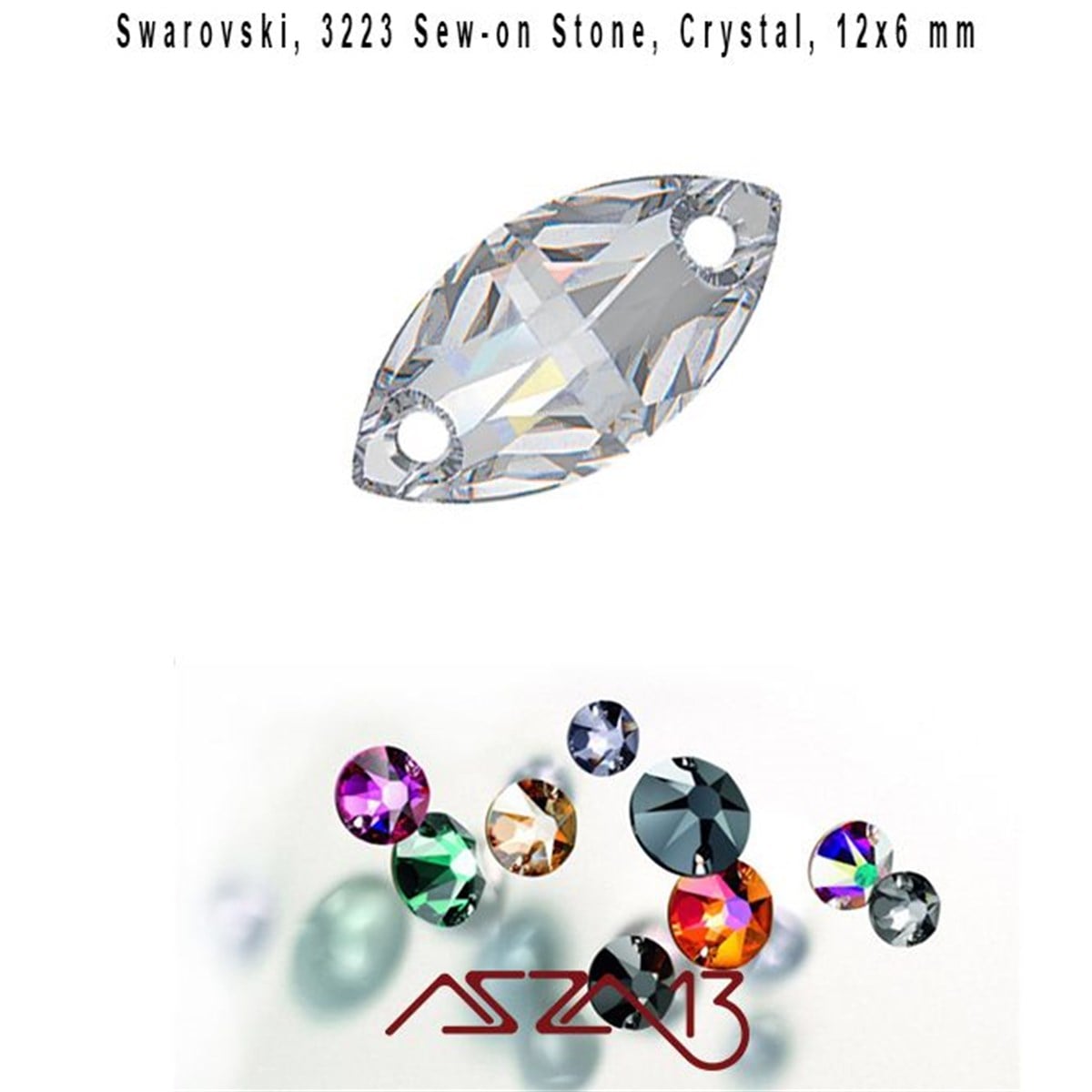 Swarovski Elements Sew-on Stone, Kristal Dikme TaşıSWAROVSKI®  ELEMENTSSwarovskiSwarovski 3223 Crystal (Sew-on Stone) 12x6 mm Kristal DikmeTaş