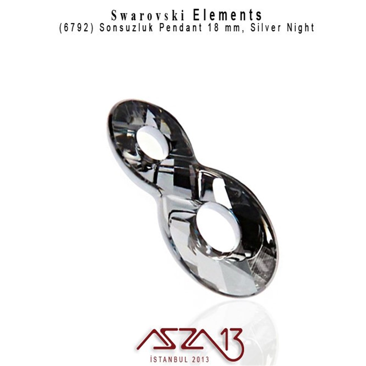 Swarovski Elements ÜrünleriSWAROVSKI®  ELEMENTSSwarovskiSwarovski 6792 Silver Night (Infinity Pendant) 18 mm Kristal Sonsuzluk